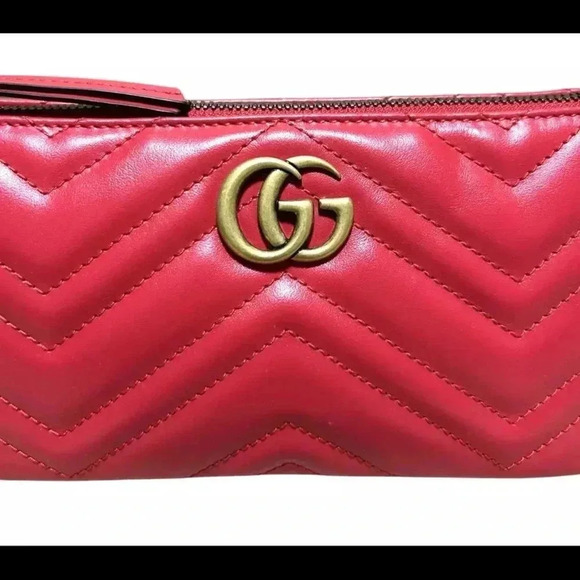 NWT GUCCI GG Marmont Small Shoulder Bag Red Matelassé Chevron Leather - Picture 10 of 11